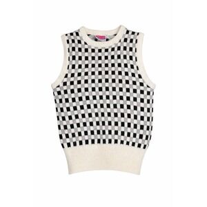 Vintage Cherry Stix Sweater Vest M Black Gray Checkered Knit 90s Korea